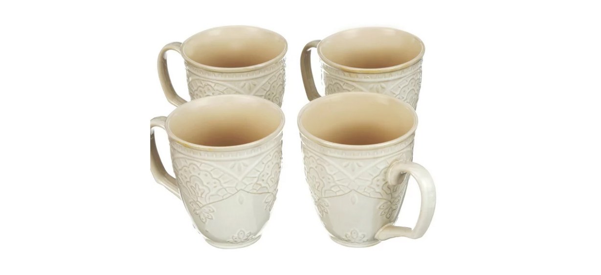 The Pioneer Woman Farmhouse Lace 4-Piece 17-Ounce Mug Set