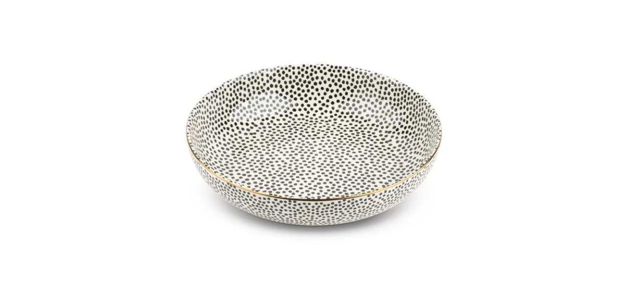 Thyme &amp; Table Stoneware Serve Bowl, Dot on white background