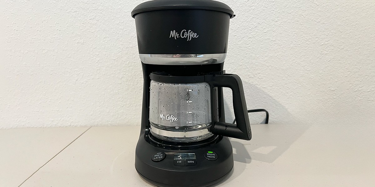 Basic drip coffee maker on kitchen counter