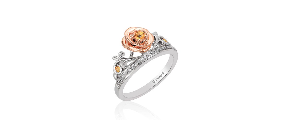 Best Jewelili Enchanted Disney 14-Karat Rose Gold and Sterling Silver Belle Rose Ring Best Jewelili Enchanted Disney 14-Karat Rose Gold and Sterling Silver Belle Rose Ring