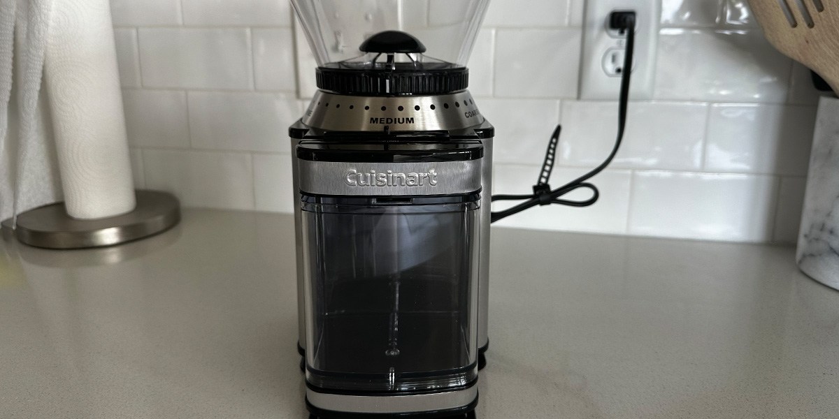 Cuisinart Supreme Grind Automatic Burr Mill on kitchen counter