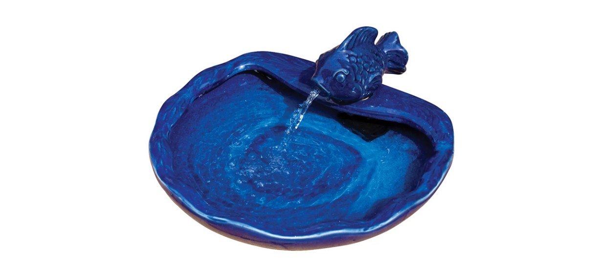 Highland Dunes Simrah Ceramic Solar Water Feature Koi Fountain