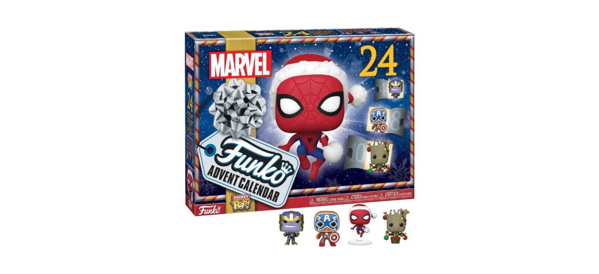 Funko Pop Marvel Advent Calendar with images of Spider-Man and other Marvel characters Funko Pop Marvel Advent Calendar with images of Spider-Man and other Marvel characters