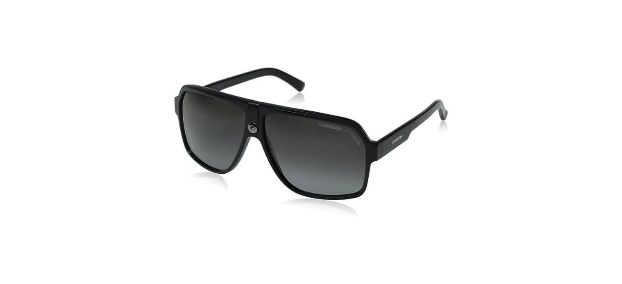 black pilot-style sunglasses