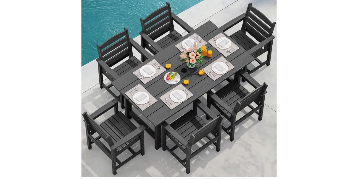 SERWALL 7-Piece Patio Dining Table Set