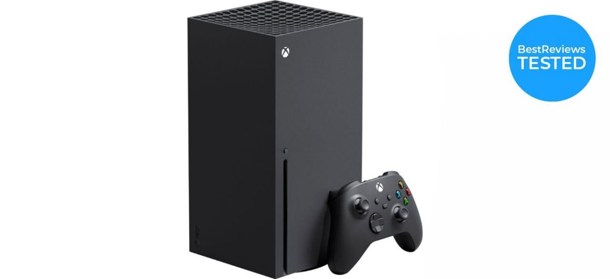 Xbox Series X with controller on white background
