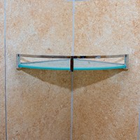 corner shelf in the bathroom