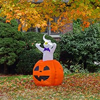 Halloween inflatable decoration outside a house