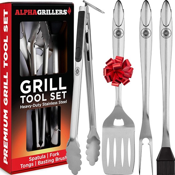 Alpha Grillers Stainless Steel Heavy Duty Grill Tools Set