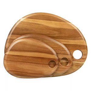 Picnic Time 3-Piece Pebble Acacia Wood Serving Board Set