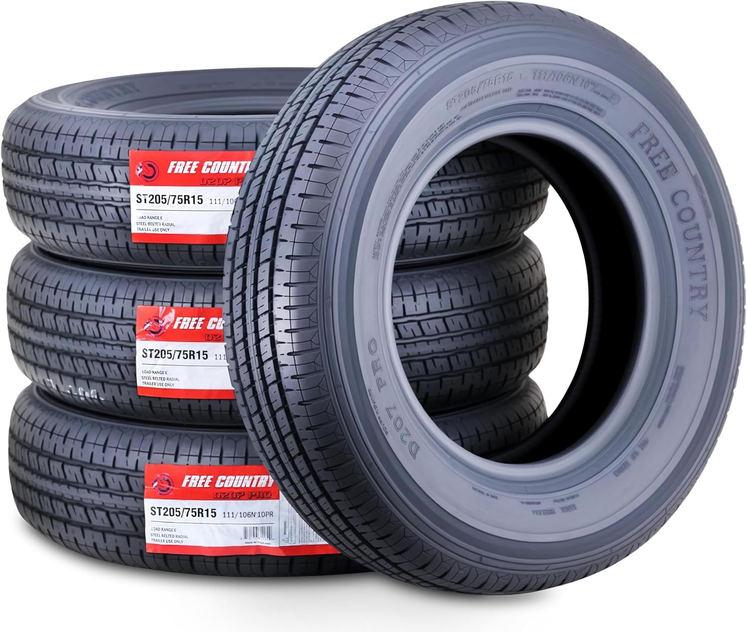 Libra Trailer Parts Set of 4 Heavy Duty Trailer Tires ST205/75R15