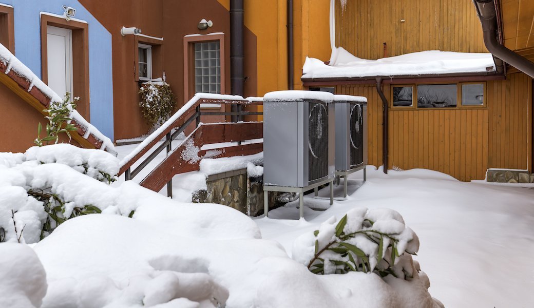 HVAC equipment in the snow
