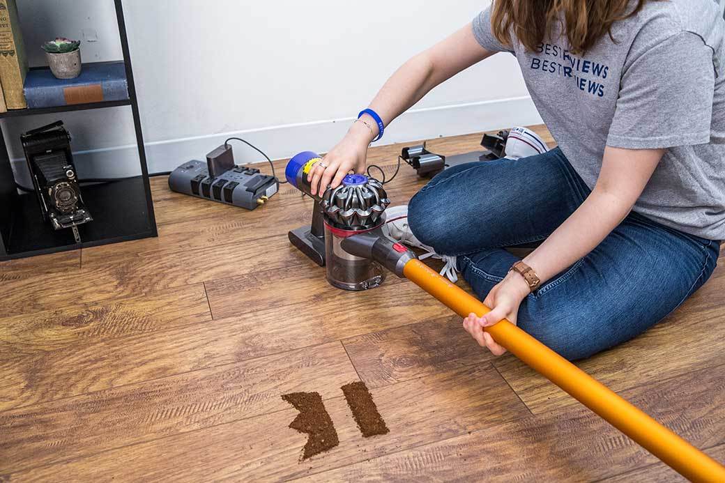 charging a Dyson stick vacuum