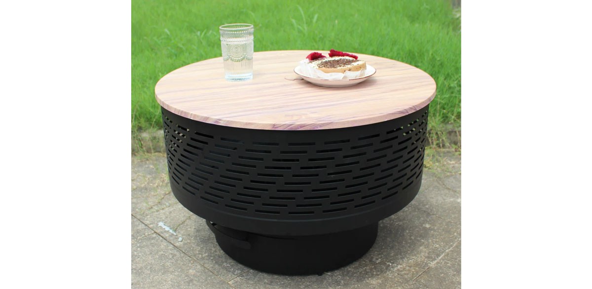 17 Stories Darek Outdoor Fire Pit Table with Grill &amp; Lid