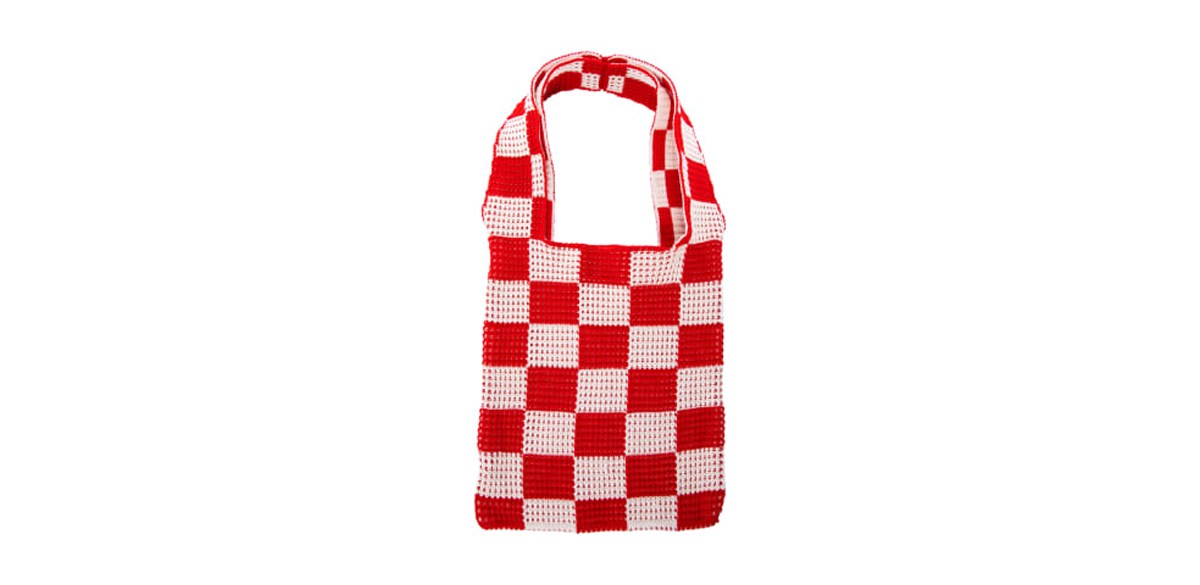 Crochet Mesh Tote Bag in Red