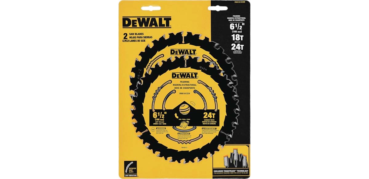 DEWALT Circular Saw Blade, 6.5 Inch, 18 &amp; 24 Tooth