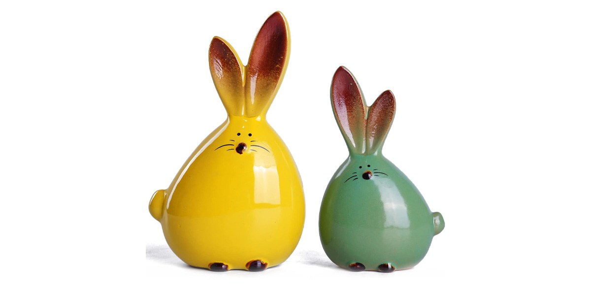 WHJY 2pcs Cute Long-Eared Bunny Sculpture Ornaments