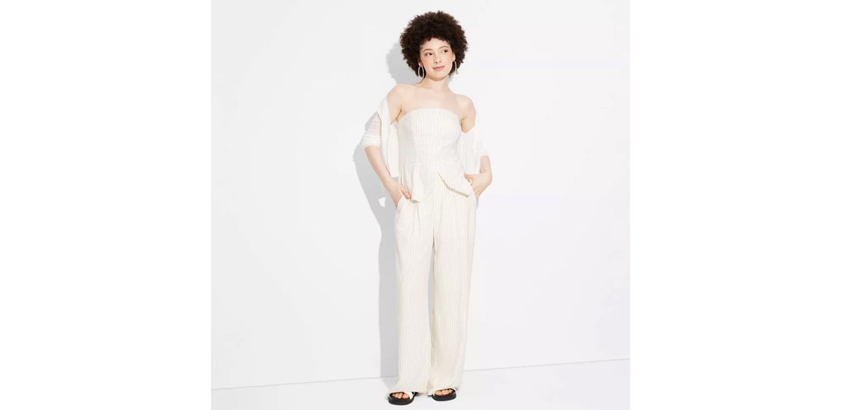 Wild Fable Mid-Rise Wide Leg Linen Trousers
