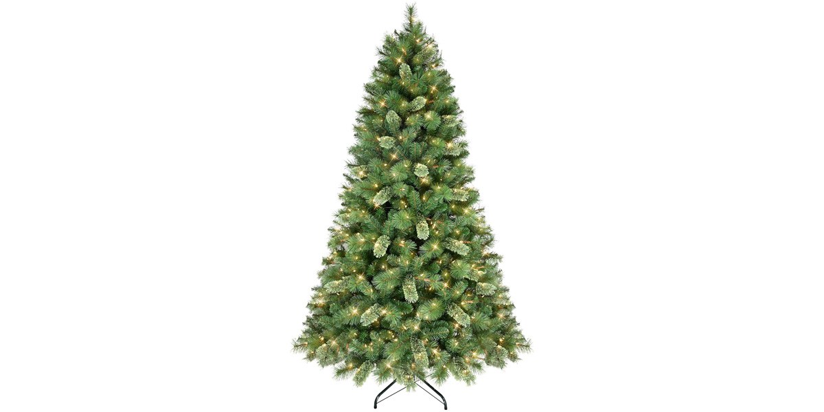 Puleo International 7.5-Foot Pre-Lit Teton Pine Christmas Tree