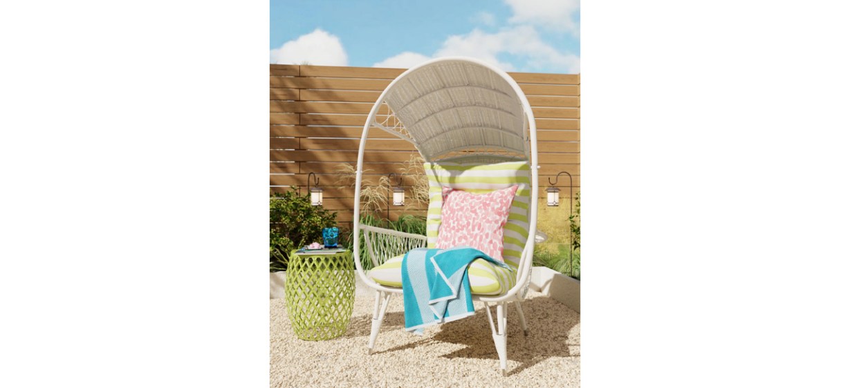 Bayou Breeze Outdoor Standing Basket Patio Chair with Cushions