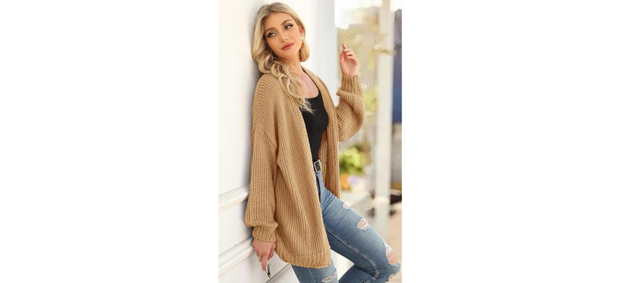 PRETTYGARDEN Women's Long-Sleeve Open-Front Knit Cardigan