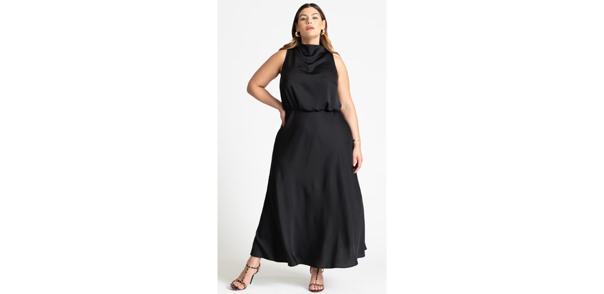 Draped Satin Maxi Dress