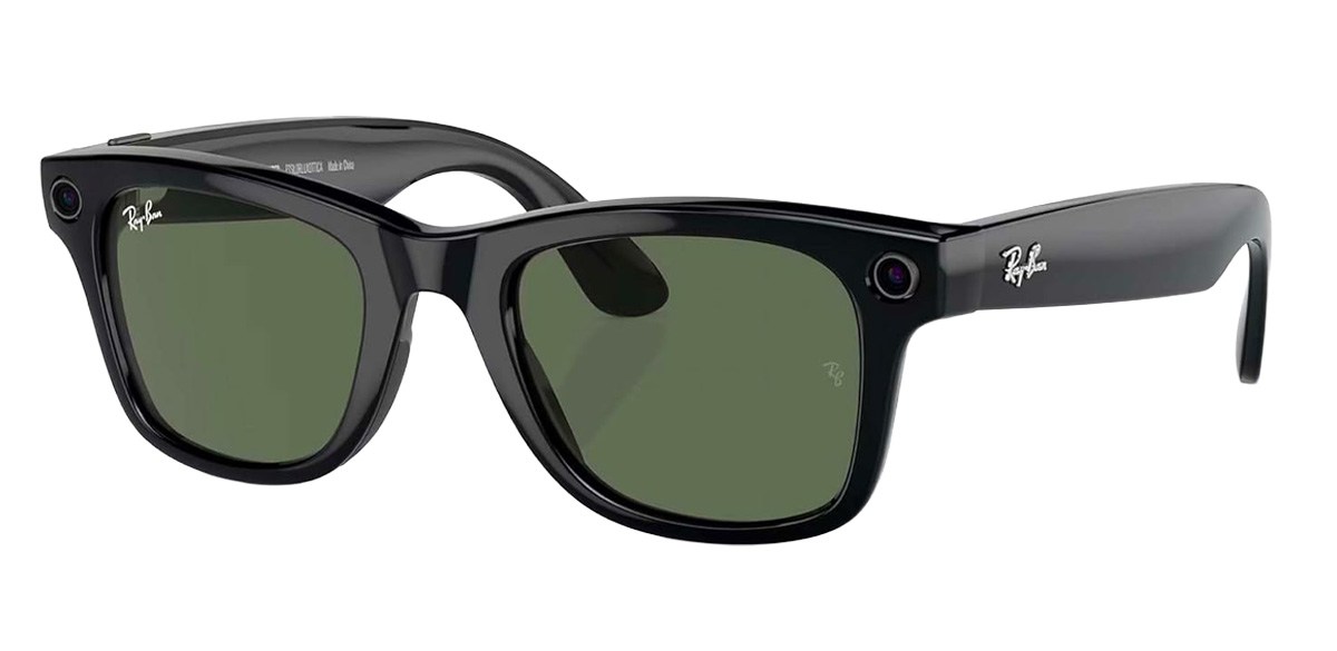 Ray-Ban Meta (Gen 1), Wayfarer, Shiny Black Green Lenses