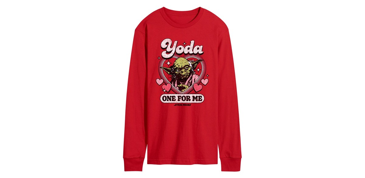 Star Wars - Valentine Yoda One For Me - Men's Long Sleeve Graphic T-Shirt