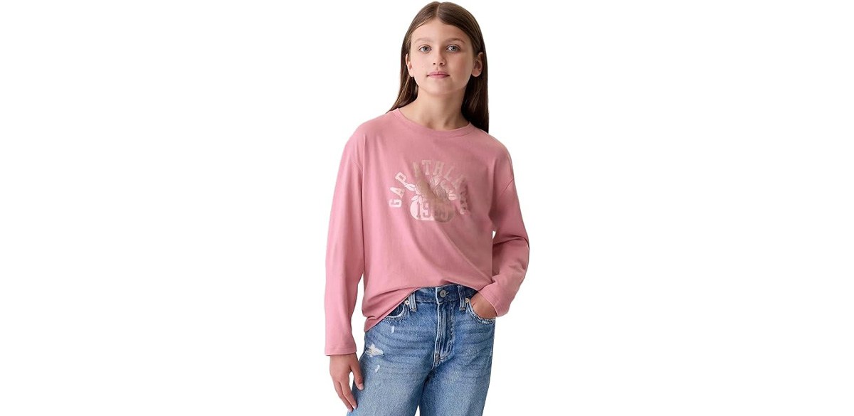 GAP Girls' Long Sleeve Logo Tee T-Shirt