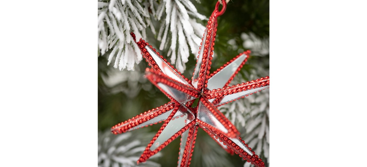 Mirrored Starburst Hanging Figurine Ornament, Set of 2