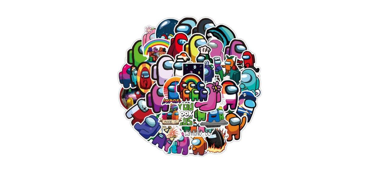 Homabachyco Vinyl Waterproof Among Us Stickers in a circular pile