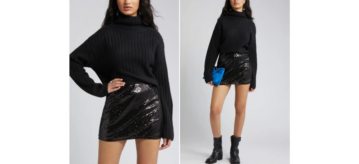 Best Open Edit Women's Cotton Blend Rib Funnel Neck Sweater