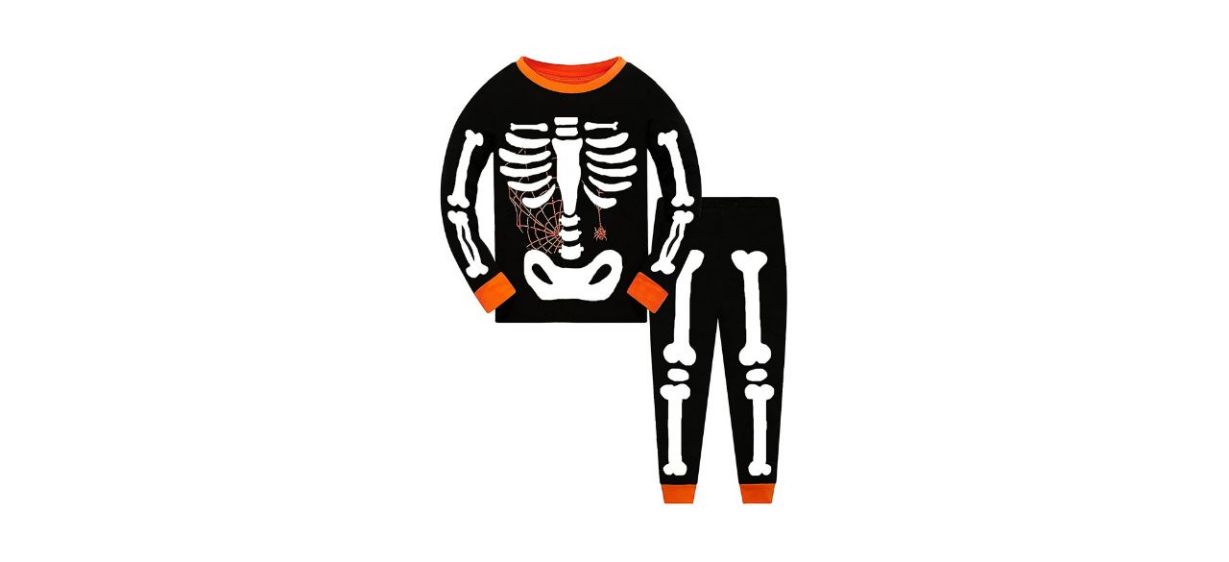 Best CM-Kid Halloween Skeleton Pajamas