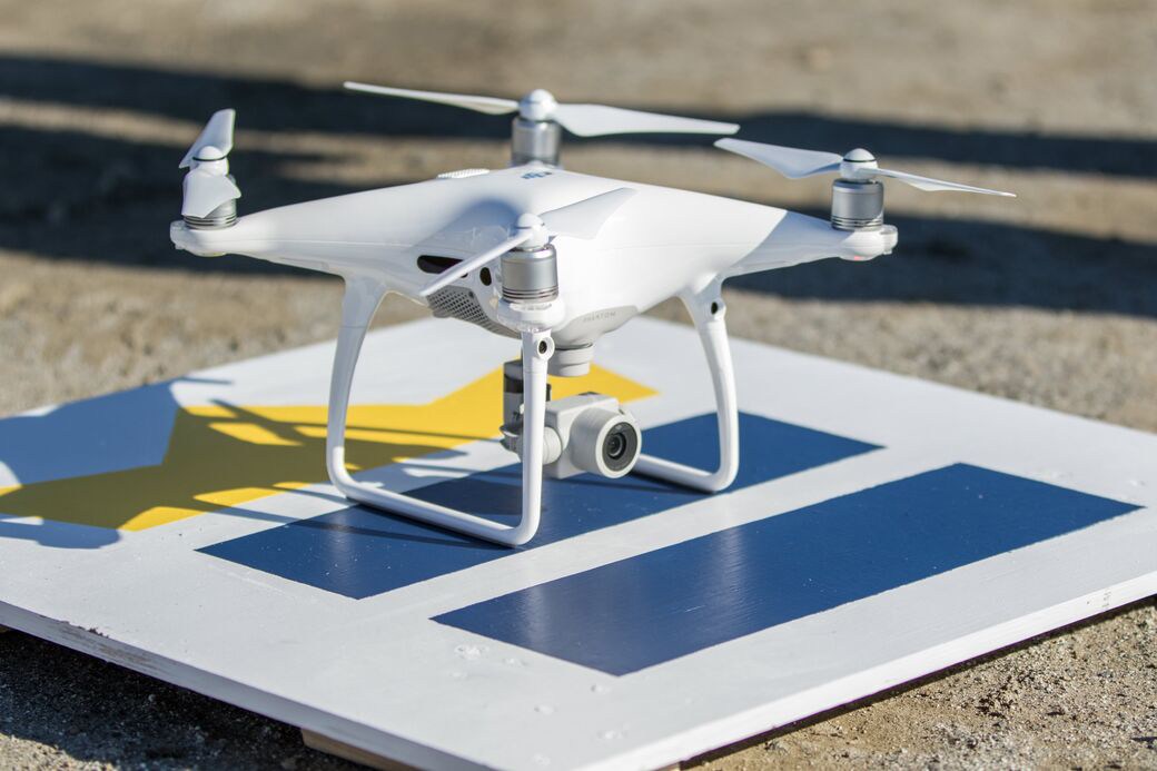 Drone on landing pad