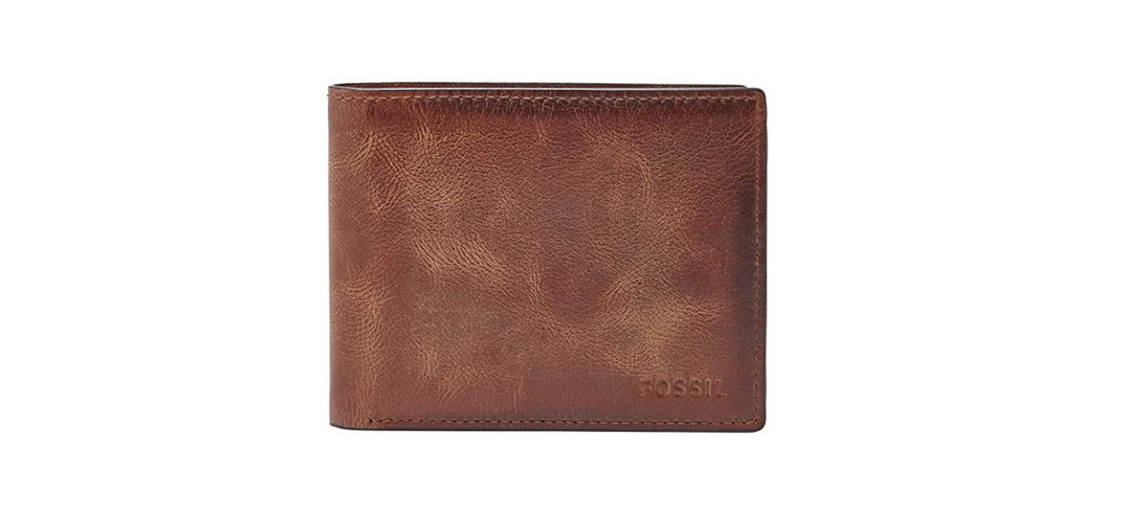 Fossil Derrick RFID-Blocking Leather Bifold Wallet with Flip ID Window
