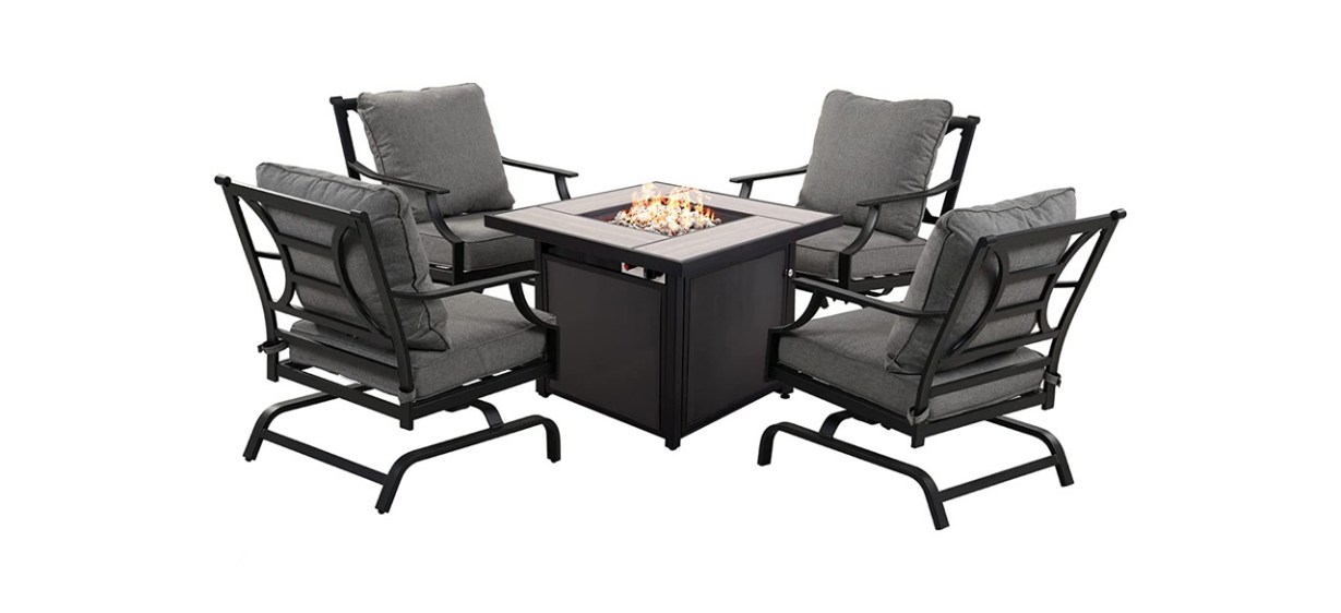 best Grand Patio Five-Piece Outdoor Furniture Conversation Set with Fire Table