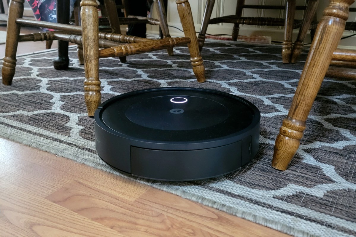 iRobot Roomba j7+ Combo under furniture on carpet