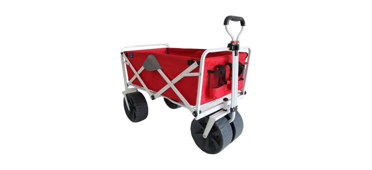 Sports Heavy-Duty Collapsible Beach Wagon in red on white background 