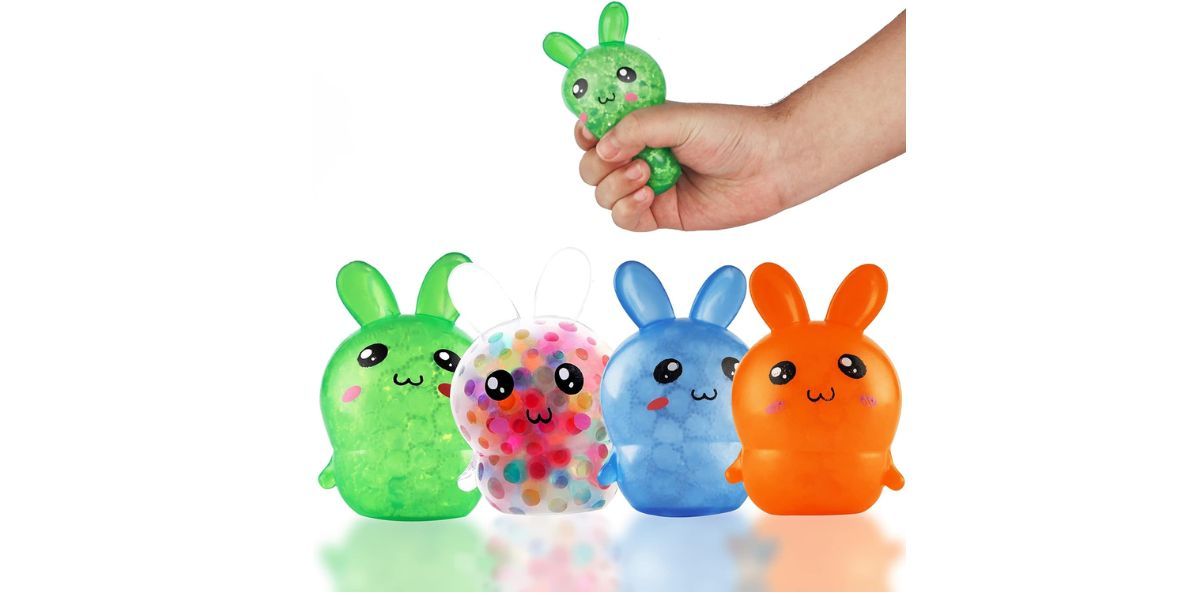 4 Pack Squishy Easter Bunny Stress Balls