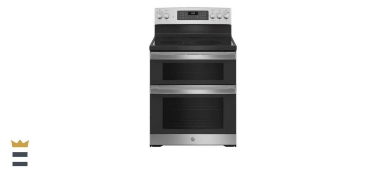 GE 30-Inch 6.6-Cubic Foot Double Oven Electric Range with Steam-Cleaning Convection