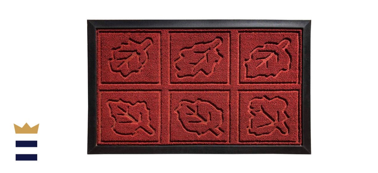 Gorilla Grip Durable Natural Rubber Door Mat, Burgundy Leaves 17” x 29”