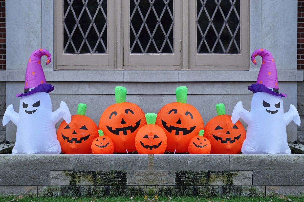 Halloween inflatable decoration outside a house