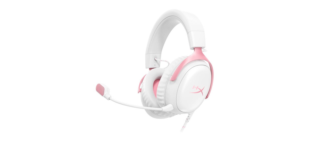 HyperX Cloud III – Wired Gaming Headset in white with pink accents