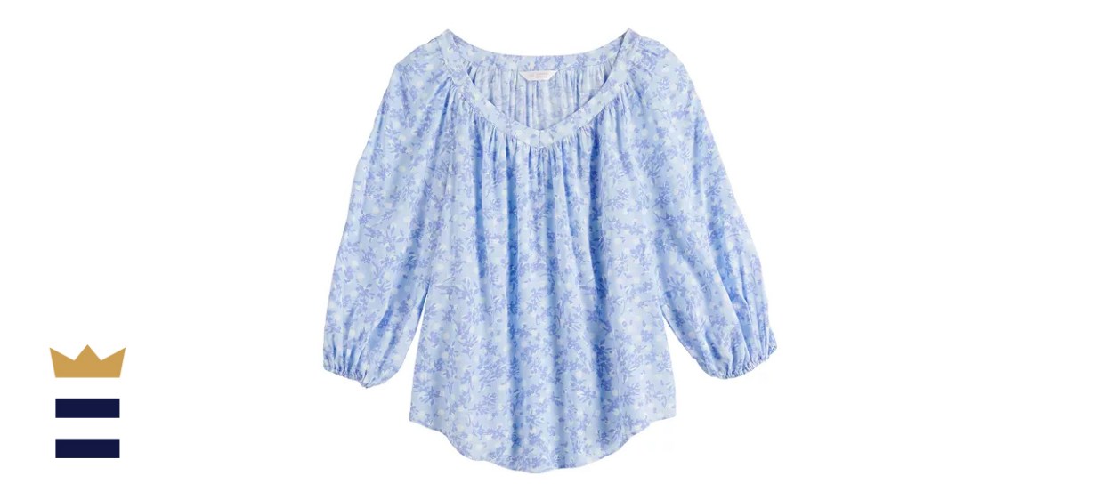 L.C. Lauren Conrad Banded Neck Peasant Blouse