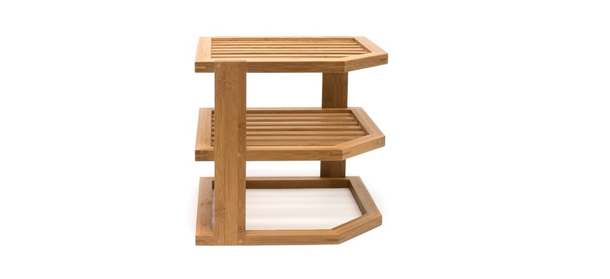 Lipper International Bamboo Wood 3-Tier Corner Kitchen Storage Shelf