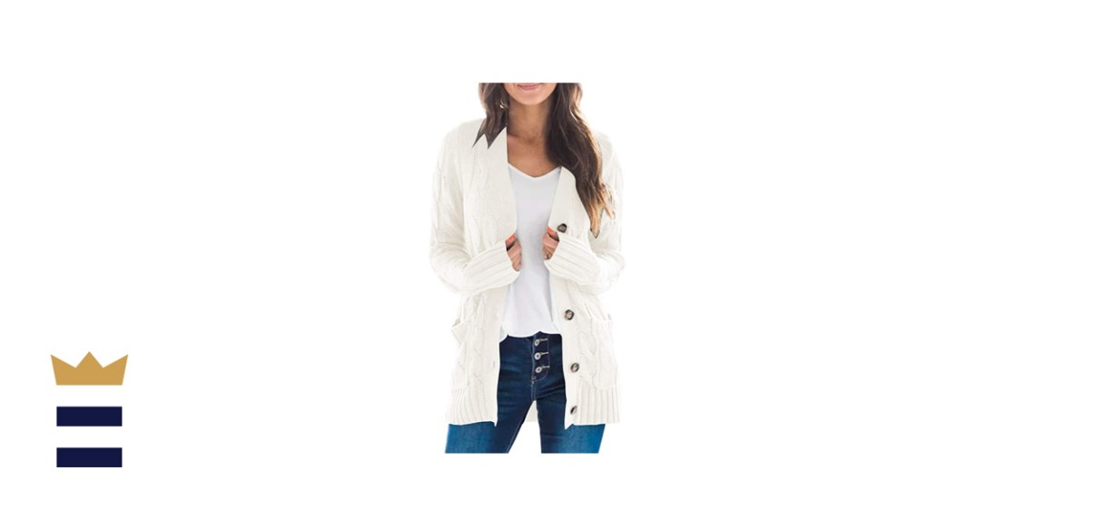 MEROKEETY Women's Long Sleeve Cable Knit Sweater