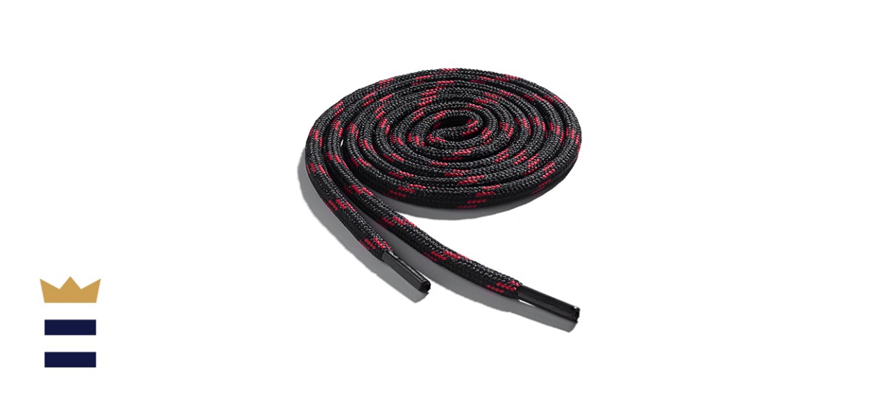 OrthoStep Thick Round Athletic Shoelaces, Black with Red Tracers