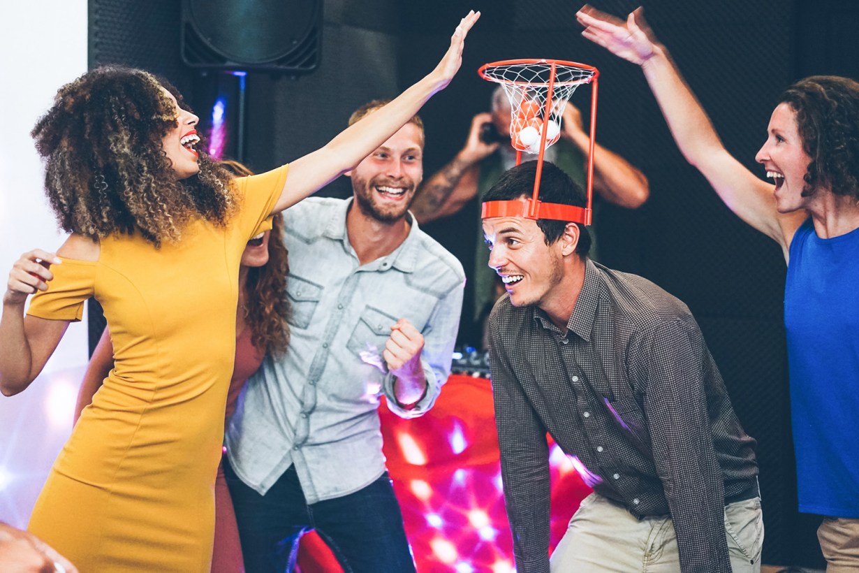 a group of friends playing games