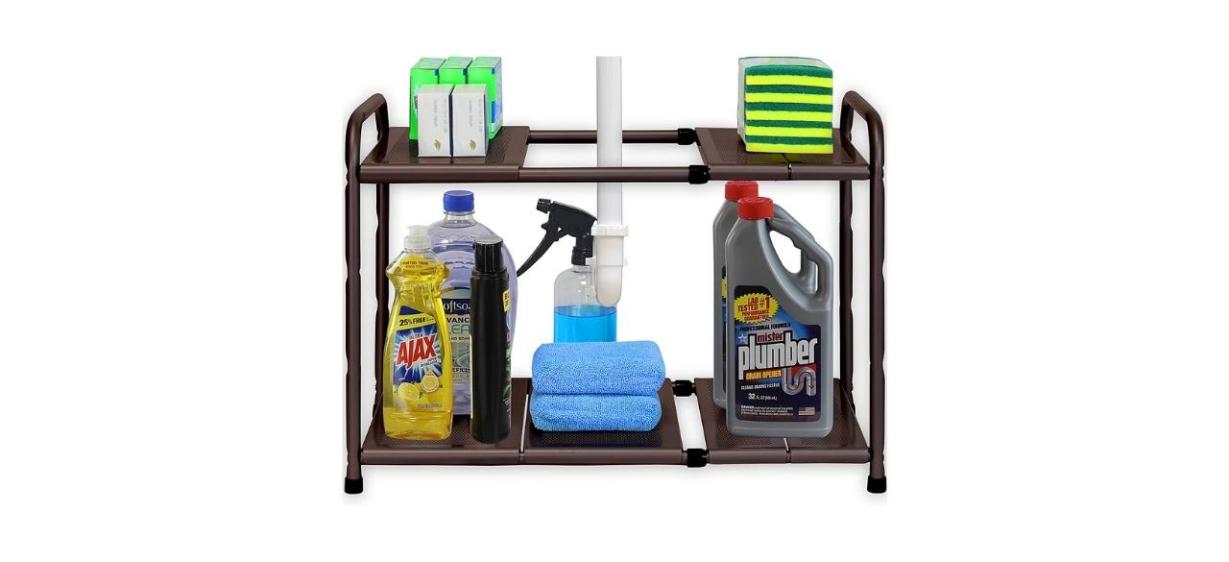 Simple Houseware Under Sink 2 Tier Expandable Shelf