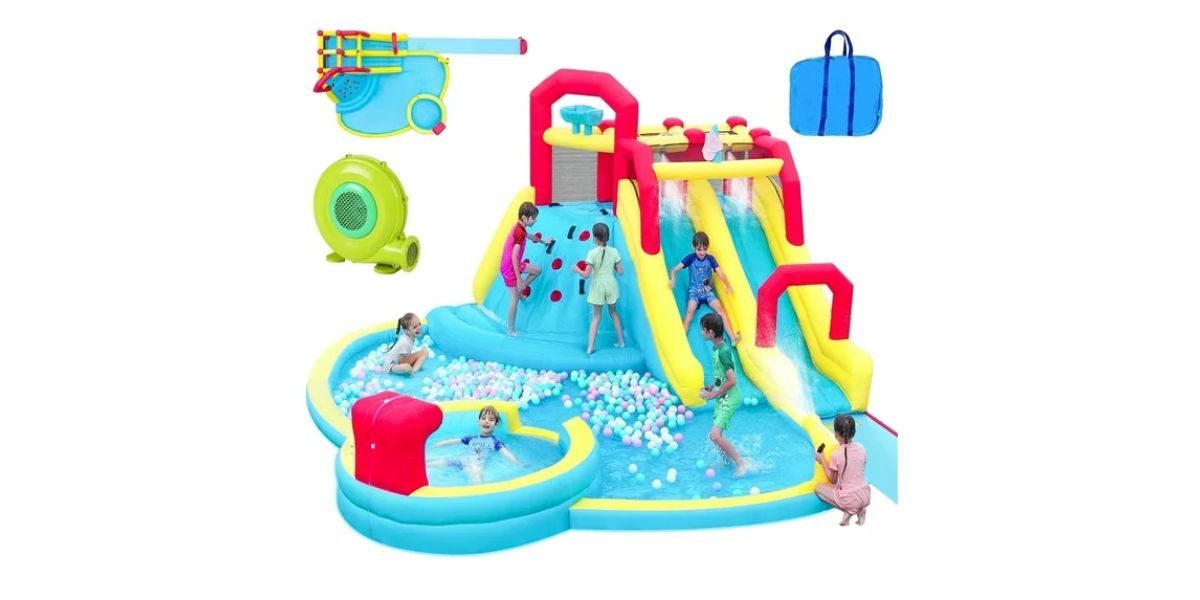 Neche 7 in 1 Large Inflatable Water Slide Bounce House